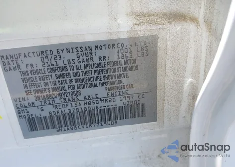 2024 Nissan Sentra Sv Xtronic Cvt z USA, uszkodzony, nr VIN 3N1AB8CV1RY219608